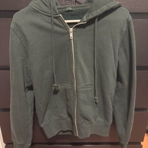 Brandy Melville Dark Green Zip-Up Sweater